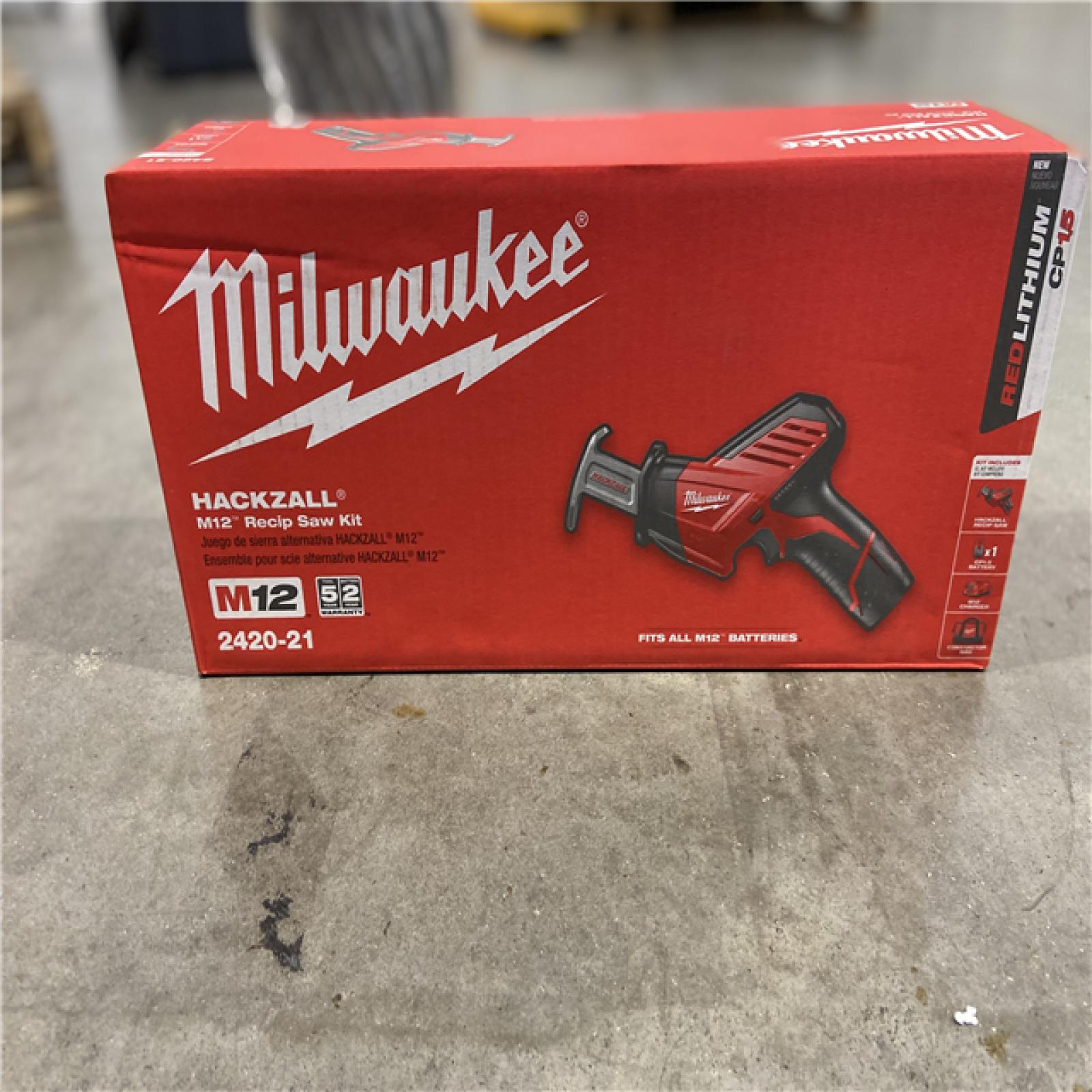 NEW! - Milwaukee M12 12V Lithium-Ion HACKZALL Cordless Reciprocating Saw Kit with One 1.5Ah Battery, Charger and Tool Bag