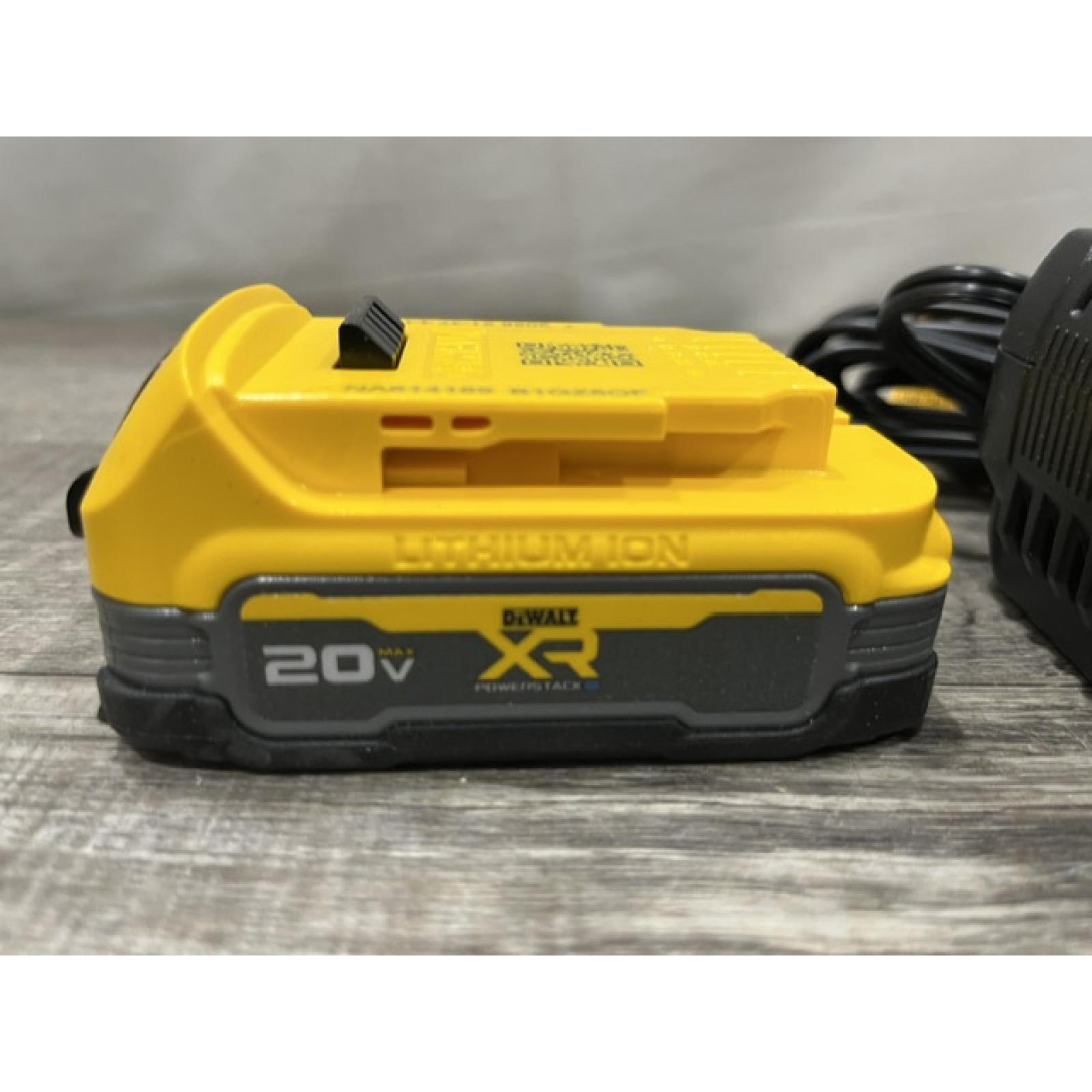 AS-IS DEWALT 20V MAX XR POWERSTACK Lithium-Ion Battery Starter Kit with 1.7Ah Battery and Charger