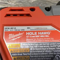 AS-IS Milwaukee FUEL GEN II 18V Lithium-Ion Brushless Cordless 1/2 in. Hole Hawg Right Angle Drill (Tool-Only)