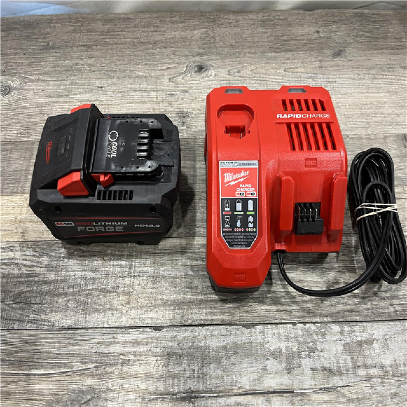 AS-IS Milwaukee 18-Volt Lithium-Ion REDLITHIUM FORGE Starter Kit with 12.0Ah Battery and Rapid Charger