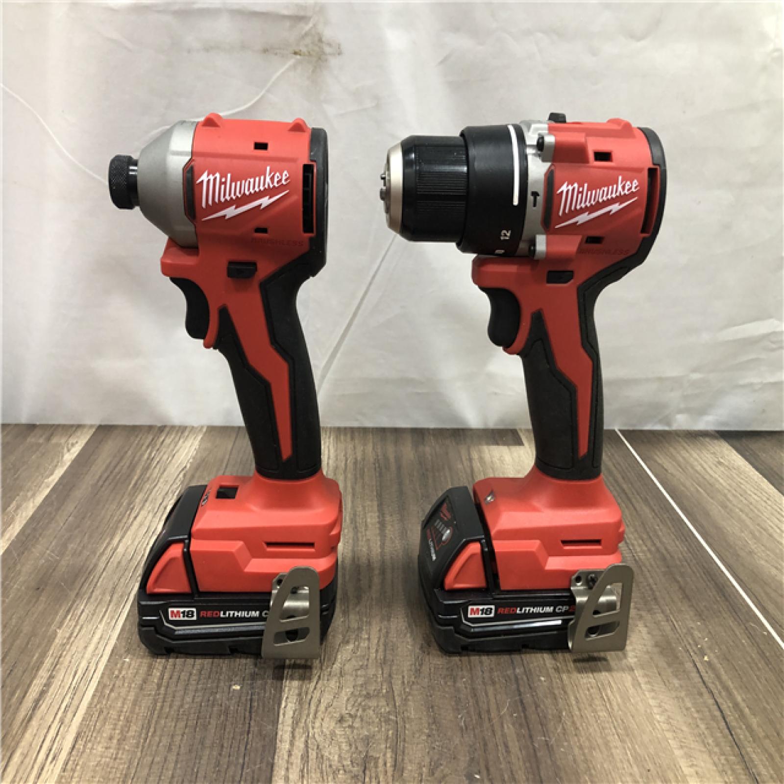 AS-IS Milwaukee 18-Volt Lithium-Ion Brushless Cordless Compact Hammer Drill/Impact Combo Kit