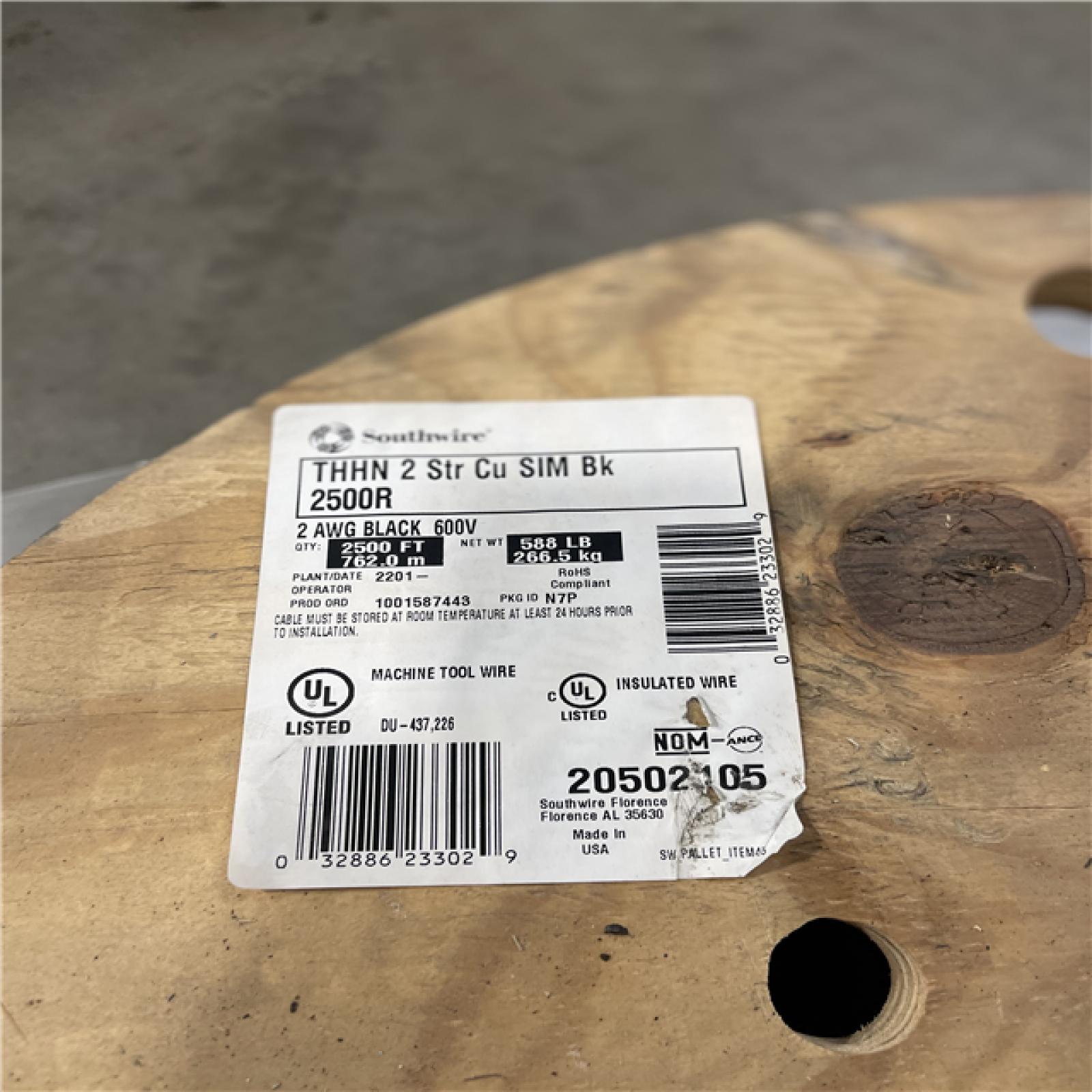 DALLAS LOCATION - Southwire 2 500 ft. 2 Black Stranded CU SIMpull THHN Wire (2 UNITS)