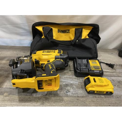 AS-IS DEWALT 20V MAX Lithium-Ion 15-Degree Electric Cordless Roofing Nailer Kit