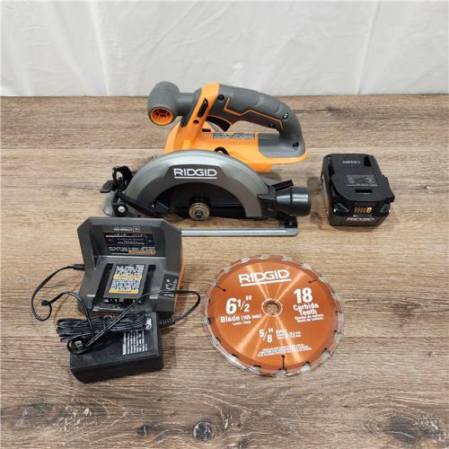 AS-IS RIDGID 18V Cordless 6-1/2 in. Circular Saw Kit with (1) 4.0 Ah Battery and Charger