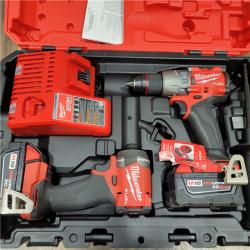AS-IS Milwaukee M18 FUEL 18V Lithium-Ion Brushless Cordless Hammer Drill and Impact Driver Combo Kit (2-Tool) with 2 Batteries