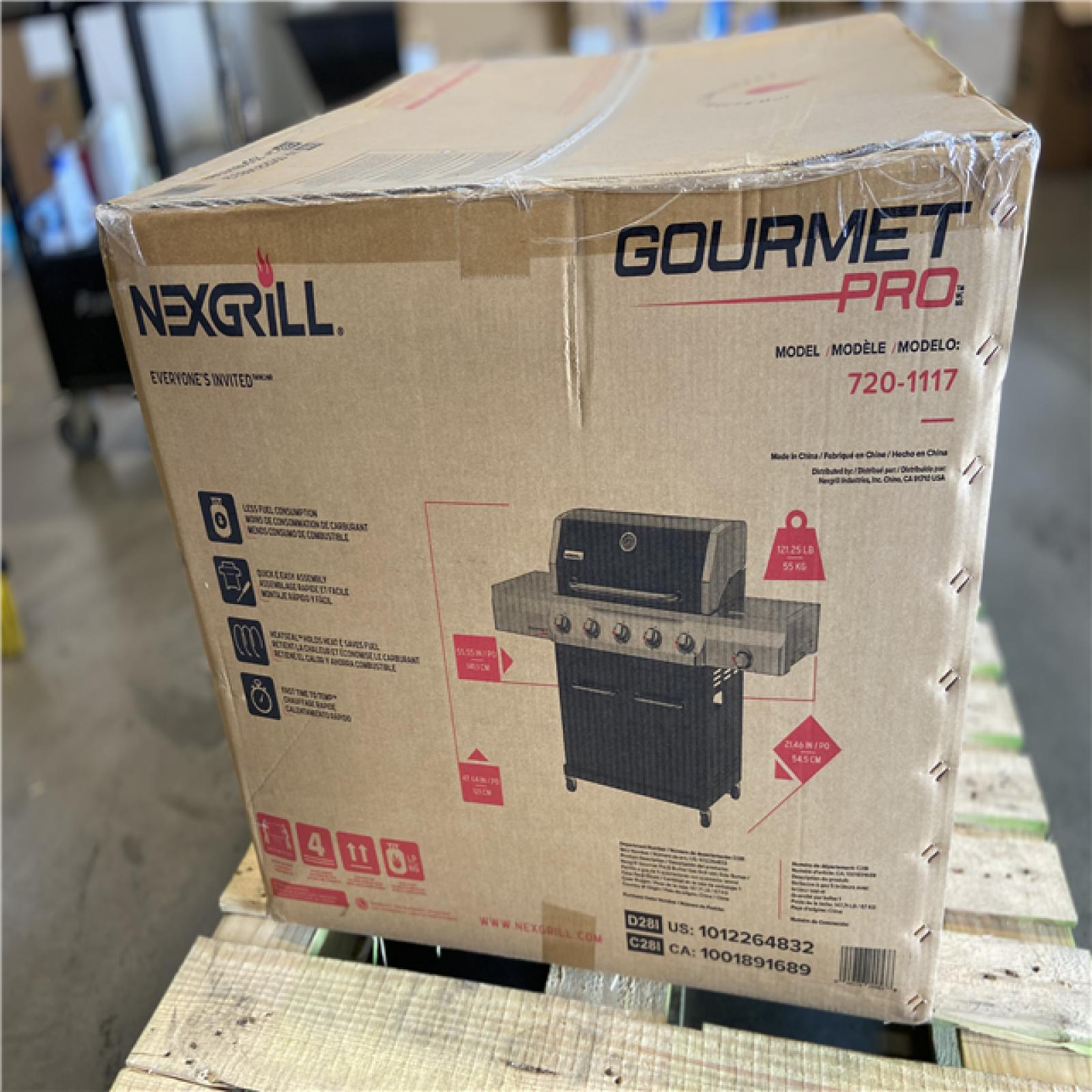 DALLAS LOCATION - Nexgrill Gourmet Pro 5-Burner Propane Gas Grill with Side Burner and Griddle Max Insert in Black