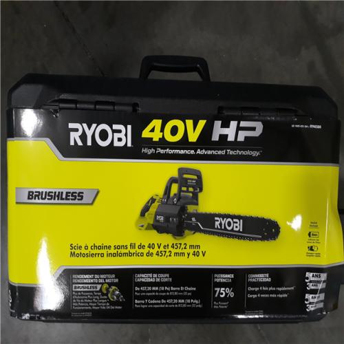 California NEW Ryobi 40V Battry Chainsaw Brushless 18 in. W/5.0 Ah Battery & Charger