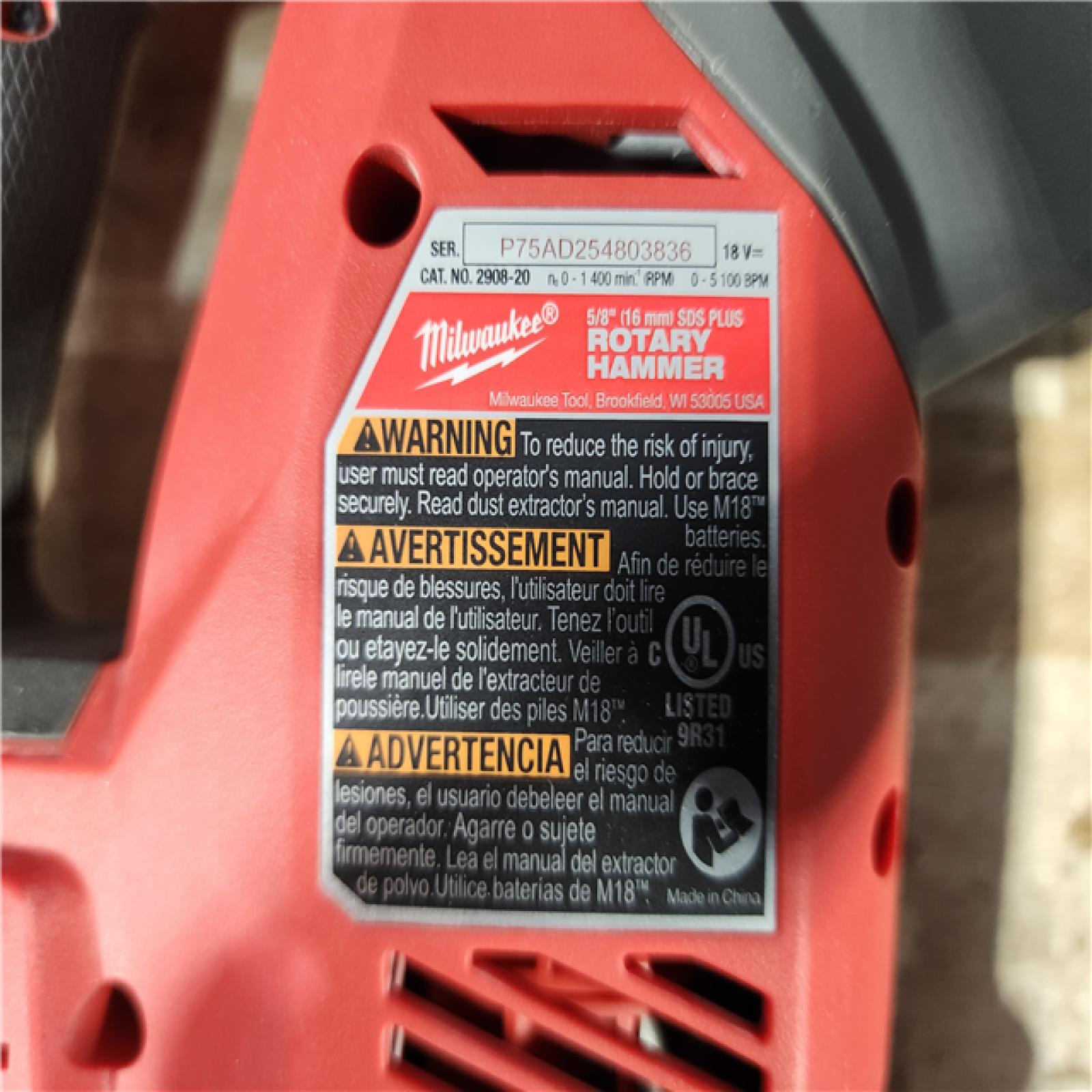 HOUSTON LOCATION - AS - IS Milwaukee FUEL 18V Lithium-Ion Brushless Cordless 5/8 in. SDS-Plus Rotary Hammer (Tool-Only)