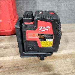 HOUSTON LOCATION - AS-IS Milwaukee-3522-21 Green Beam Laser Cross Line Plumb Point Rechargeable USB Kit
