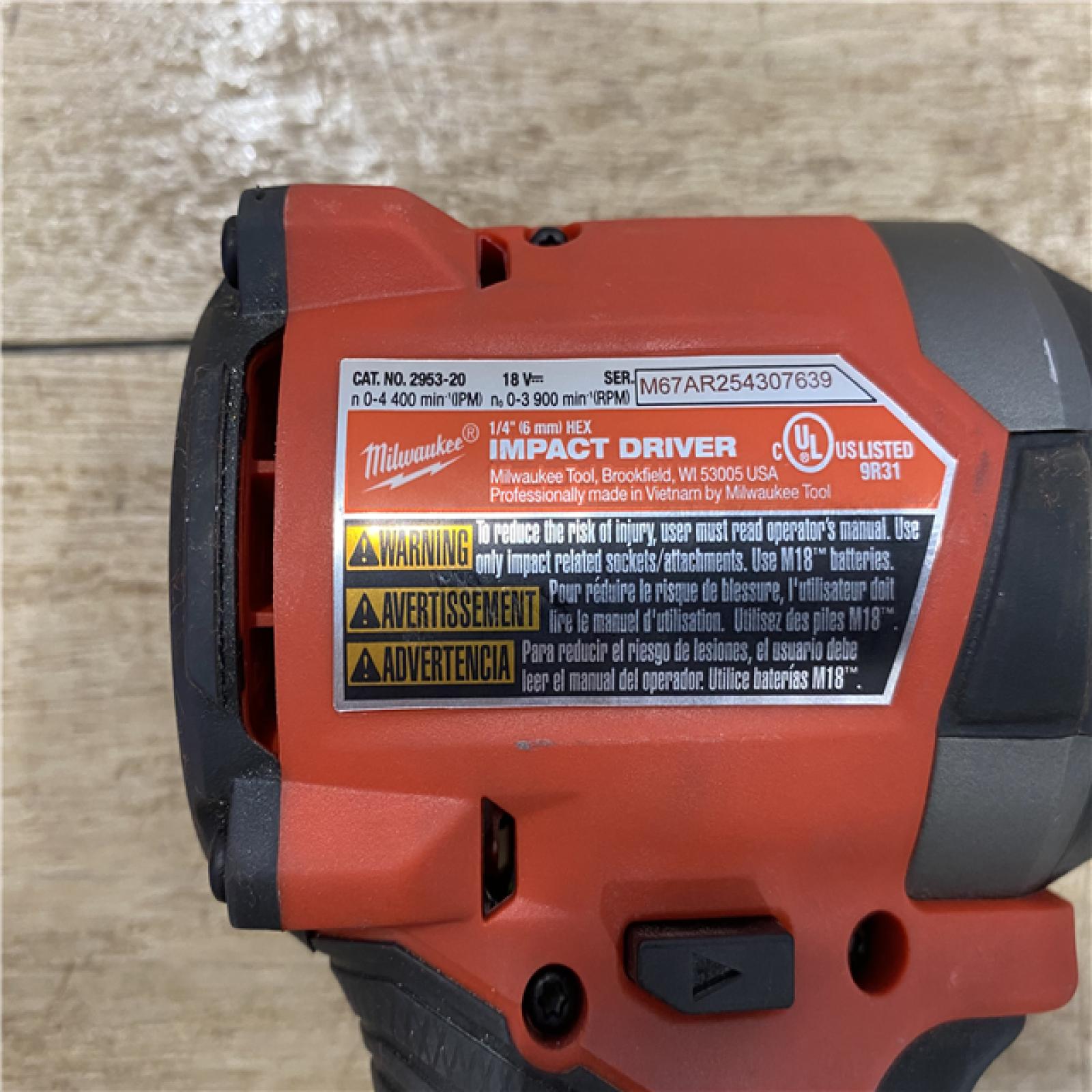 AS-IS Milwaukee FUEL 18V Lithium-Ion Brushless Cordless 1/4 in. Hex Impact Driver (Tool-Only)