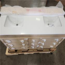 Phoenix NEW Home Decorators Collection Danby 60 in. Double Sink Platinum Oak Bath Vanity with White Engineered Marble Top (Assembled)