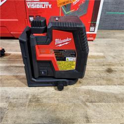 HOUSTON LOCATION - AS-IS MILWAUKEE 100 Ft. REDLITHIUM Lithium-Ion USB Green Rechargeable Cross Line Laser Level with Charger
