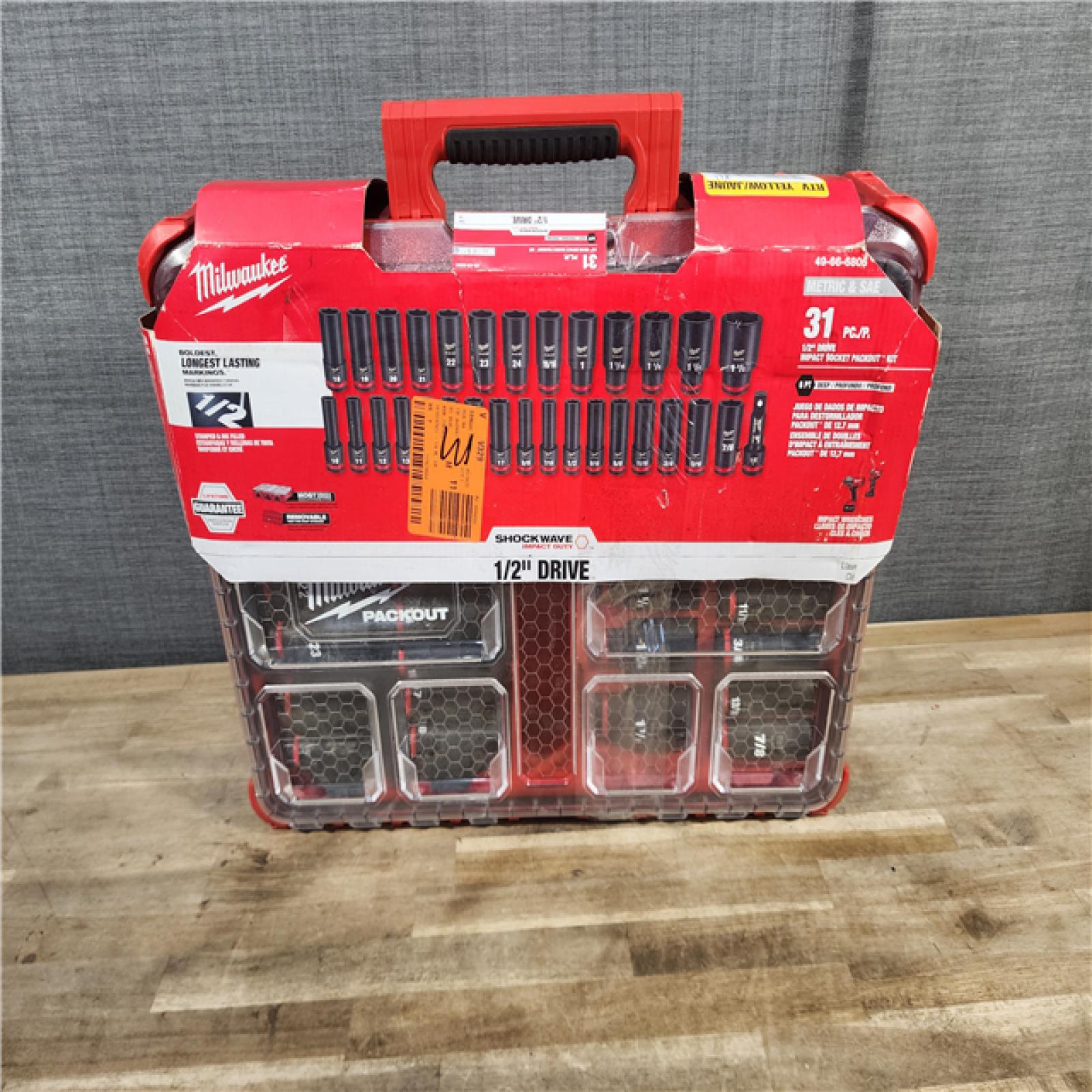 HOUSTON LOCATION - AS-IS MILWAUKEE SHOCKWAVE Impact-Duty 1/2 in. Drive Metric and SAE Deep Well Impact PACKOUT Socket Set (31-Piece)