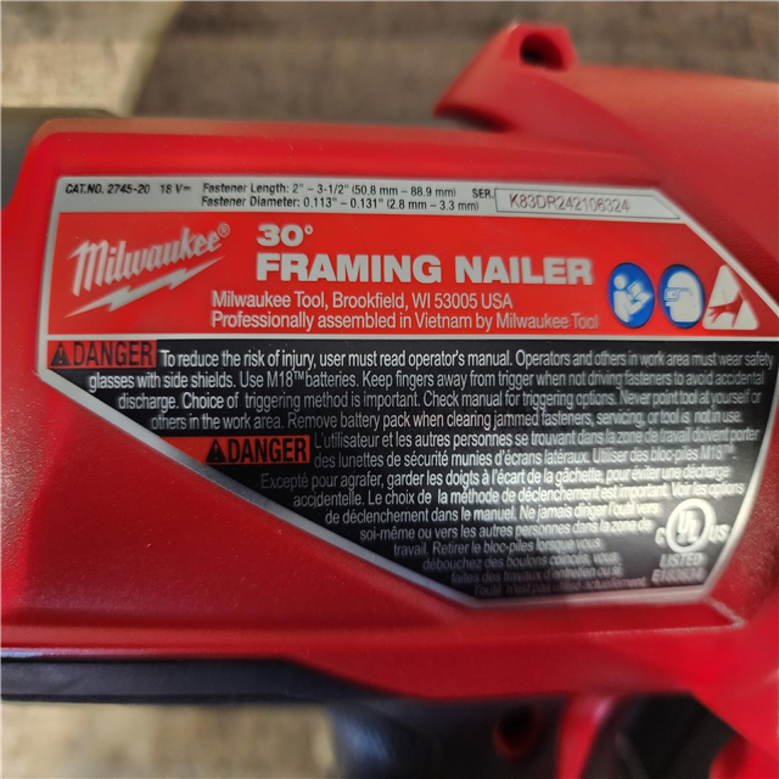 HOUSTON LOCATION - AS-IS Milwaukee FUEL 3-1/2 in. 18-Volt 30-Degree Lithium-Ion Brushless Cordless Framing Nailer (Tool-Only)