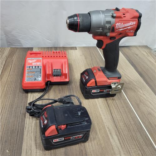 AS-IS Milwaukee 2904-22 Hammer Drill Driver Kit with Batteries  Charger & Tool Case  Red