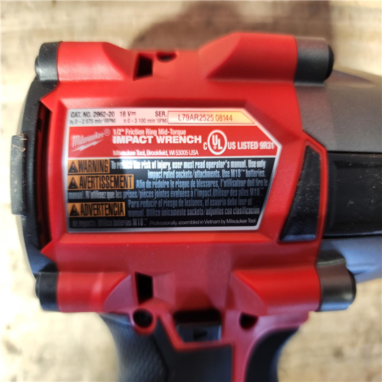 HOUSTON LOCATION - AS-IS Milwaukee FUEL Gen-2 18V Lithium-Ion Brushless Cordless Mid Torque 1/2 in. Impact Wrench w/Friction Ring (Tool-Only)