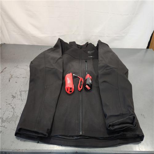 AS-IS- Milwaukee Men's Large 12-Volt Lithium-Ion Cordless Tough Shell Black Heated Jacket with (1) 3.0 Ah Battery and Charger