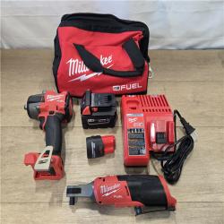 AS-IS Milwaukee FUEL 18V Cordless Mid Torque 1/2 in. Impact Wrench w/ M12 FUEL 3/8 in. Ratchet Combo Kit