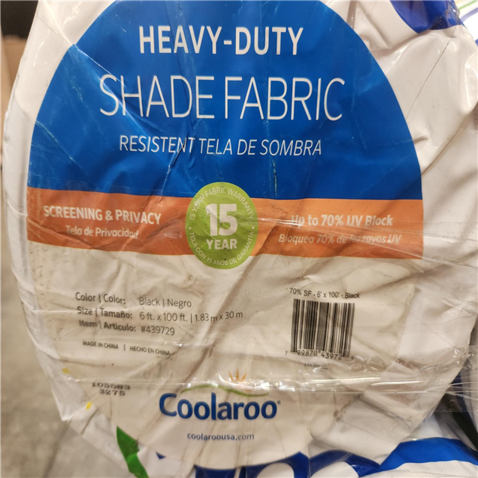 Phoenix NEW Coolaroo 6 ft. x 100 ft. Shade Fabric Cloth Roll Black - 70% UV Block Pallet (12-Rolls)