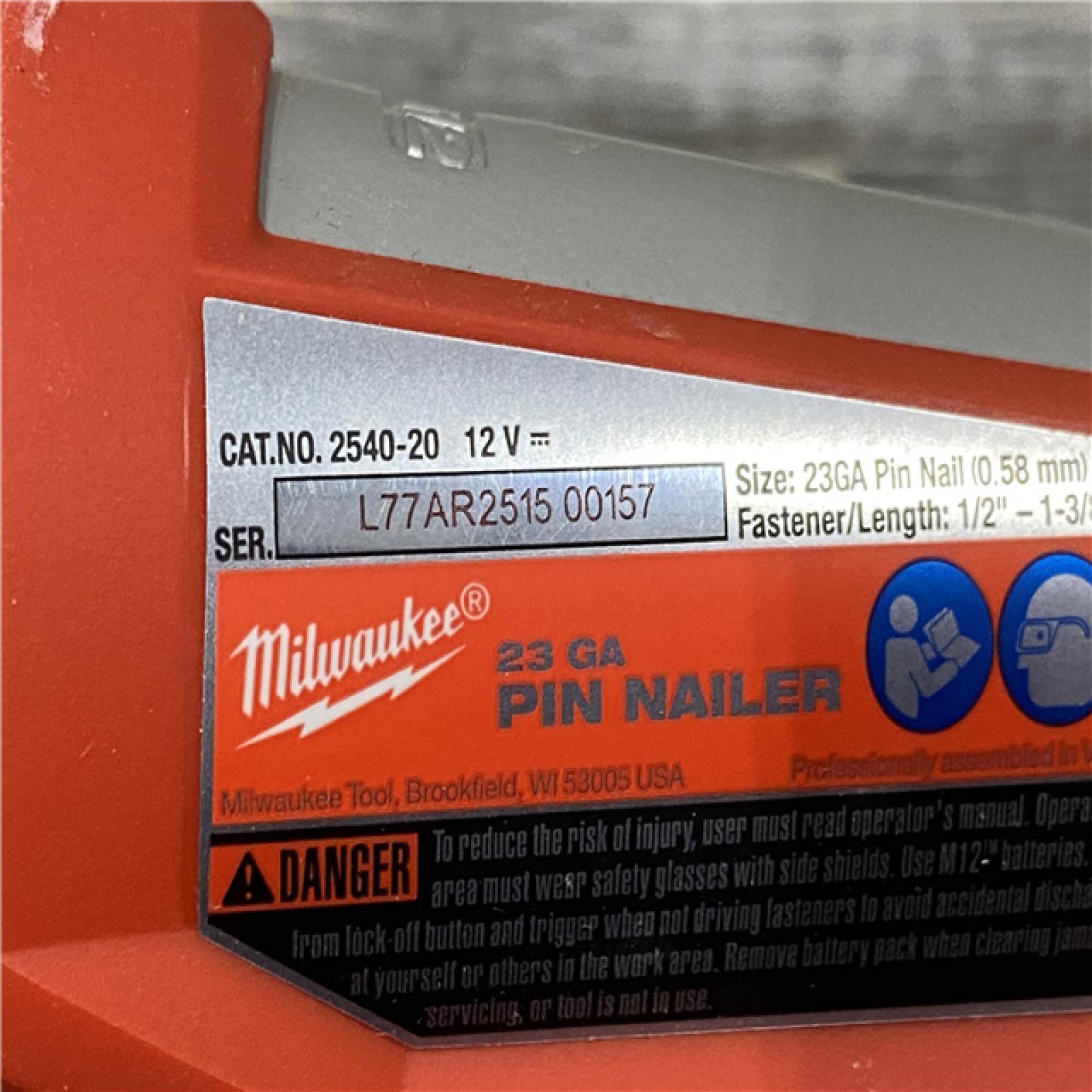 AS-IS Milwaukee 12-Volt 23-Gauge Lithium-Ion Cordless Pin Nailer (Tool-Only)