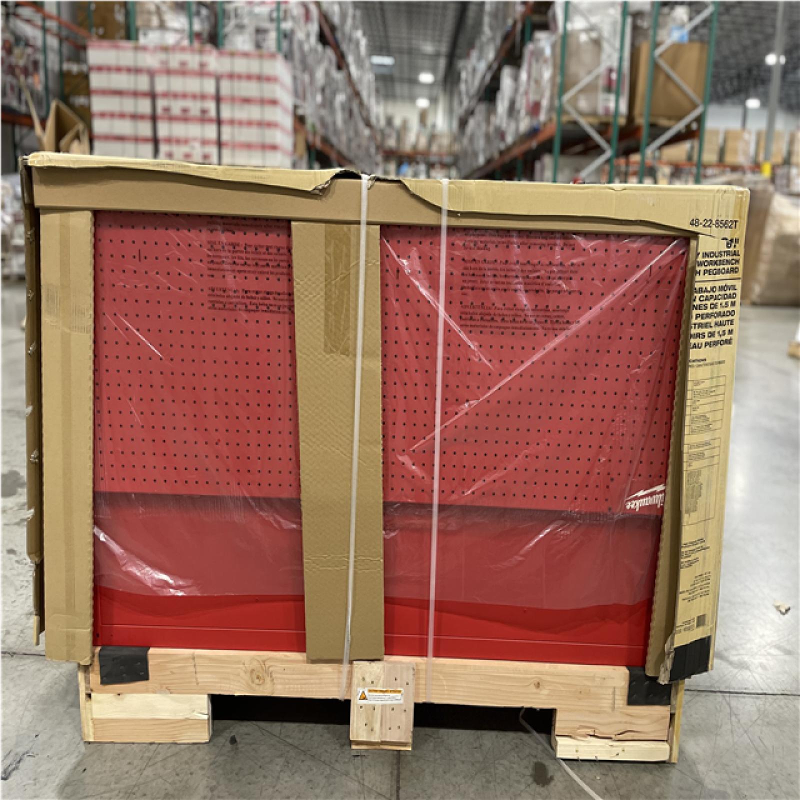 DALLAS LOCATION - MILWAUKEE 61 in. W x 22.1 in D 11-Drawer Mobile Workbench Cabinet W/ Wood Top and Pegboard