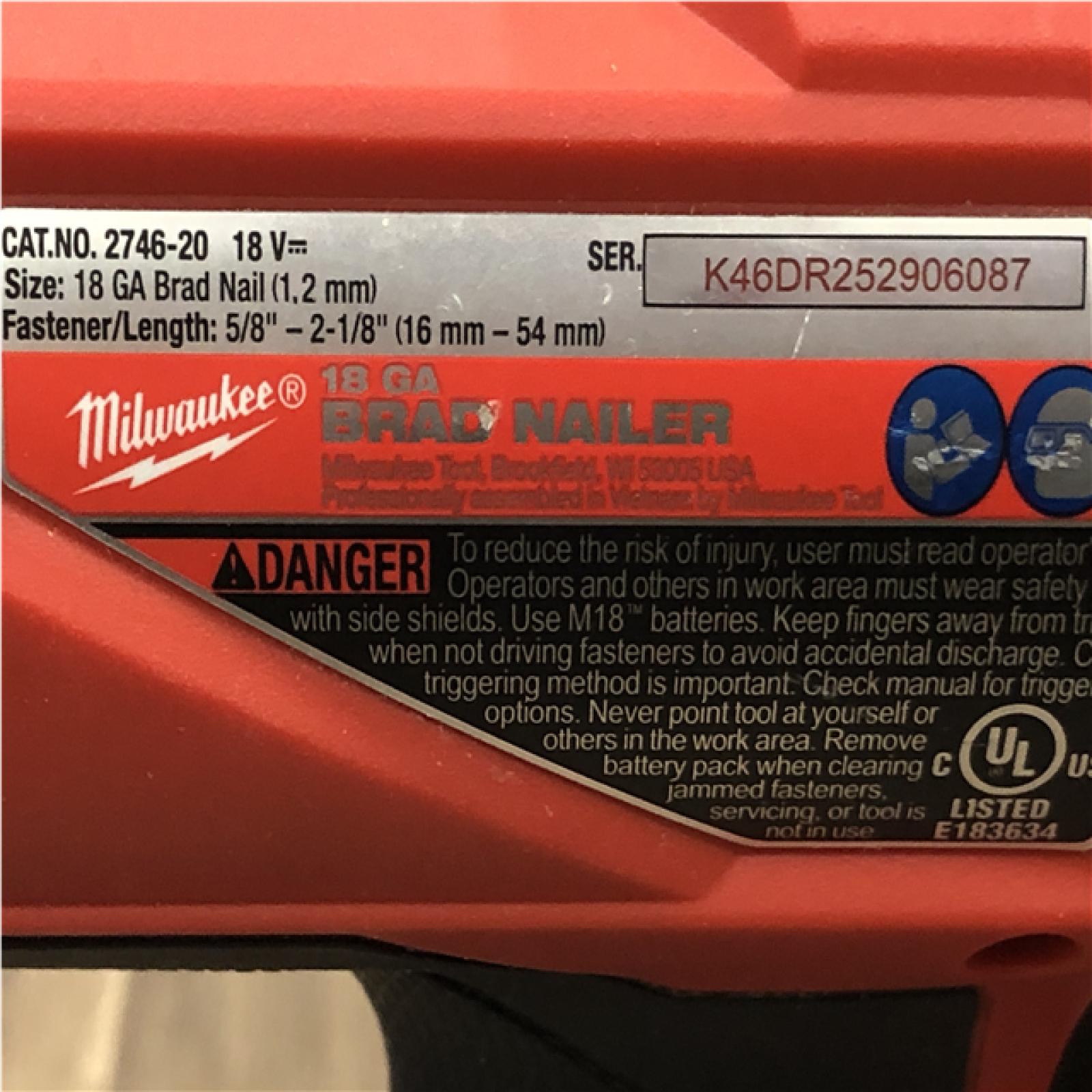 AS-IS Milwaukee FUEL 18-Volt Lithium-Ion Brushless Cordless Gen II 18-Gauge Brad Nailer (Tool-Only)