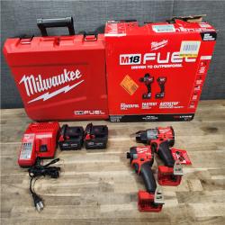 HOUSTON LOCATION - AS-IS (APPEARS LIKE NEW) MILWAUKEE FUEL 18V Lithium-Ion Brushless Cordless Hammer Drill and Impact Driver Combo Kit (2-Tool) with 2 Batteries