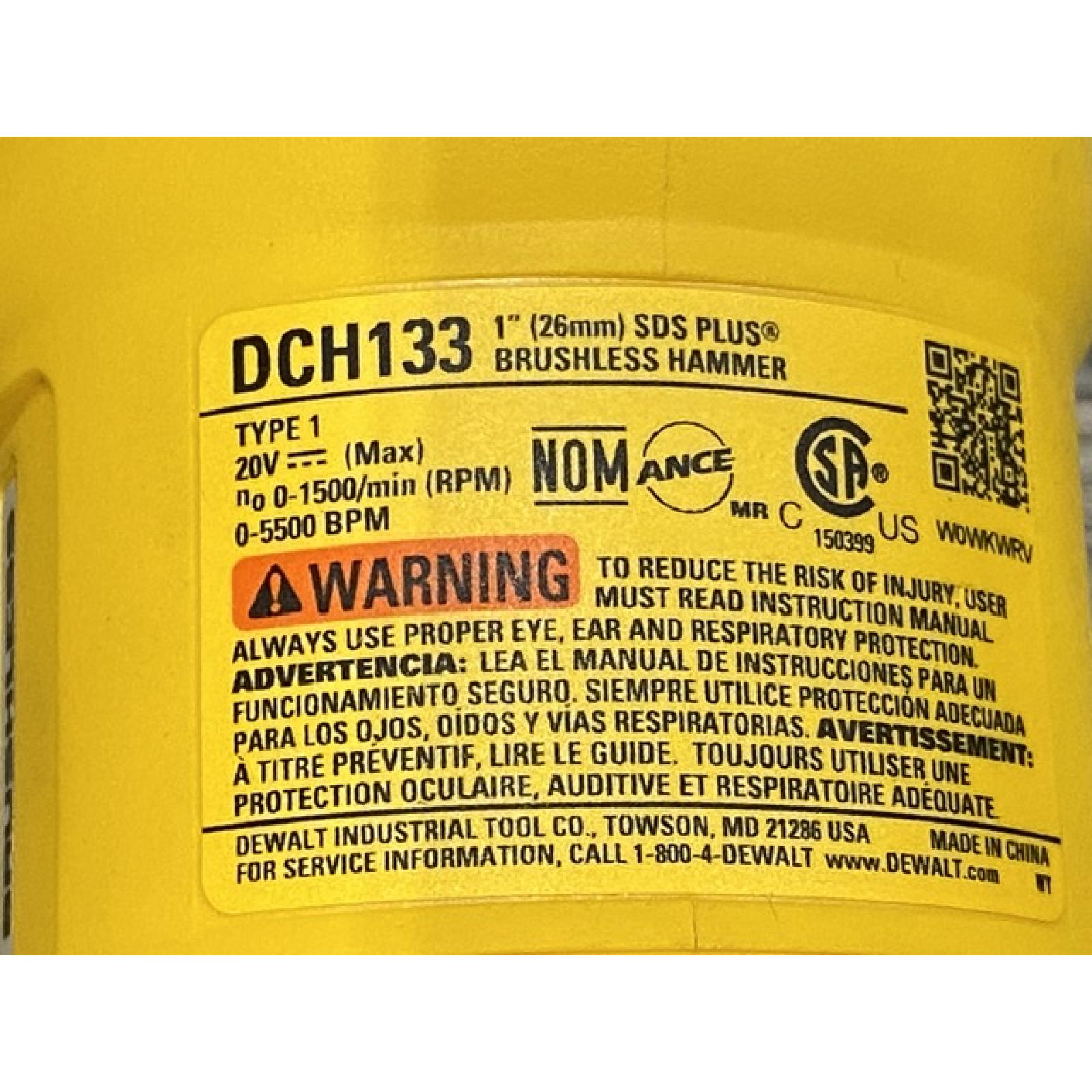 AS-IS DEWALT 20V MAX Cordless Brushless 1 in. SDS Plus D-Handle Concrete and Masonry Rotary Hammer (Tool Only)