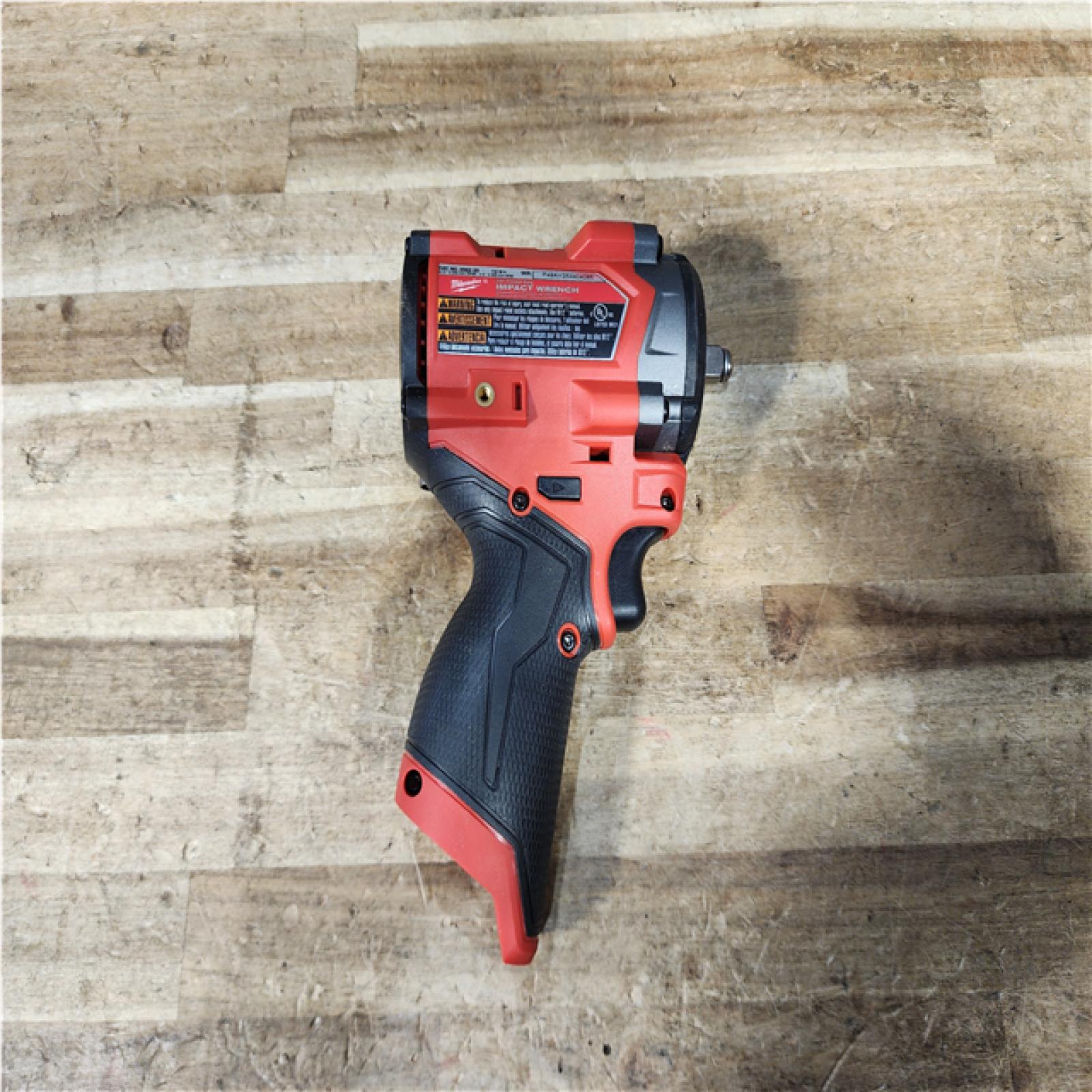 Houston Location AS-IS Milwaukee FUEL 12V Lithium-Ion Brushless Cordless Stubby 3/8 in. Impact Wrench (Tool-Only)