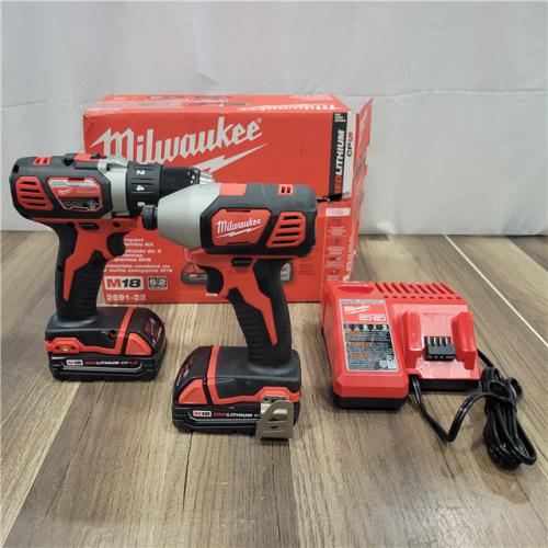 AS-IS Milwaukee M18 18V Cordless Brushed 2 Tool Drill/Driver and Impact Driver Kit