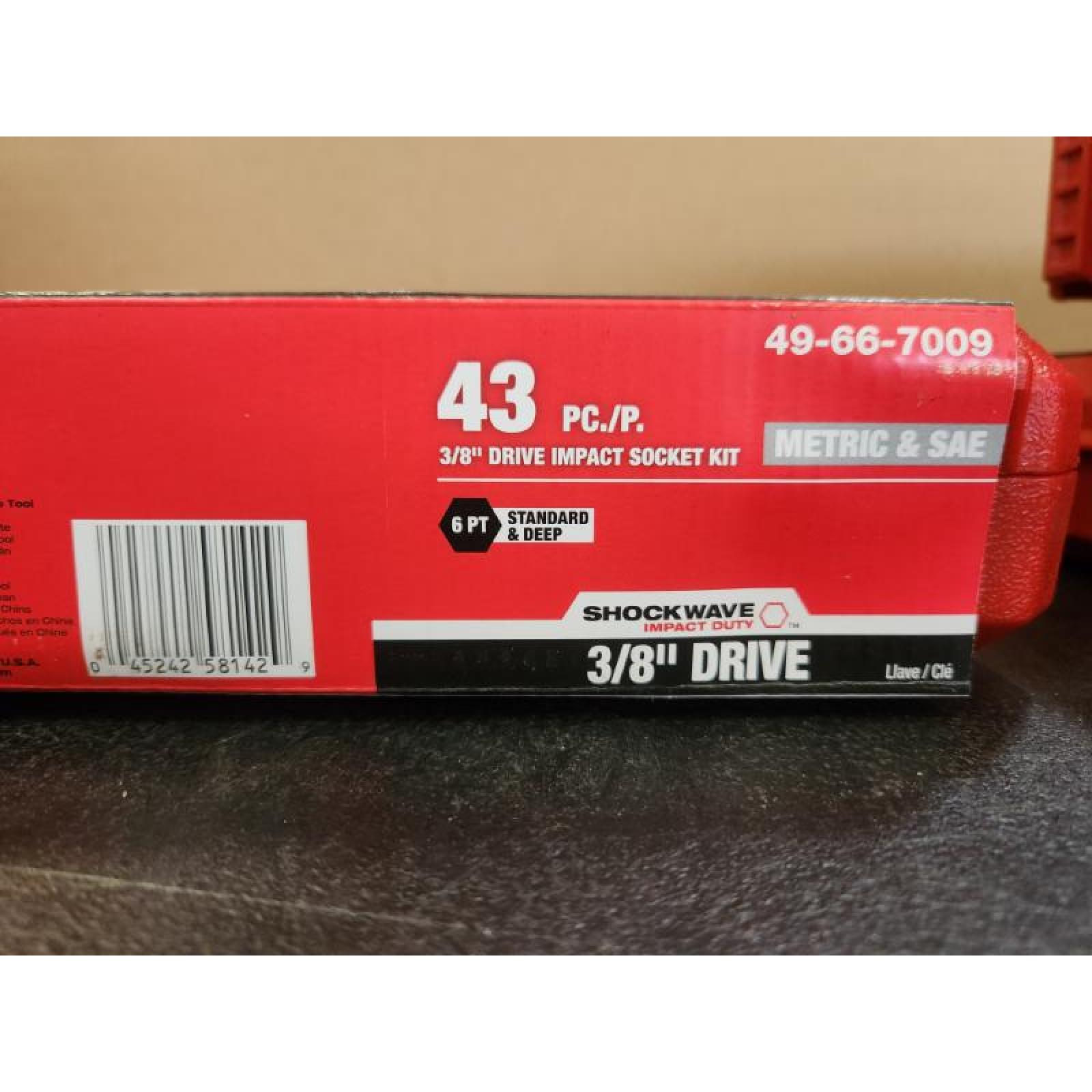 Phoenix NEW Milwaukee SHOCKWAVE 3/8 in. Drive SAE and Metric 6 Point Impact Socket Set (43-Piece) (SEALED)