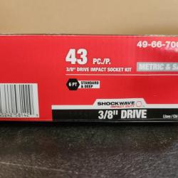 Phoenix NEW Milwaukee SHOCKWAVE 3/8 in. Drive SAE and Metric 6 Point Impact Socket Set (43-Piece) (SEALED)