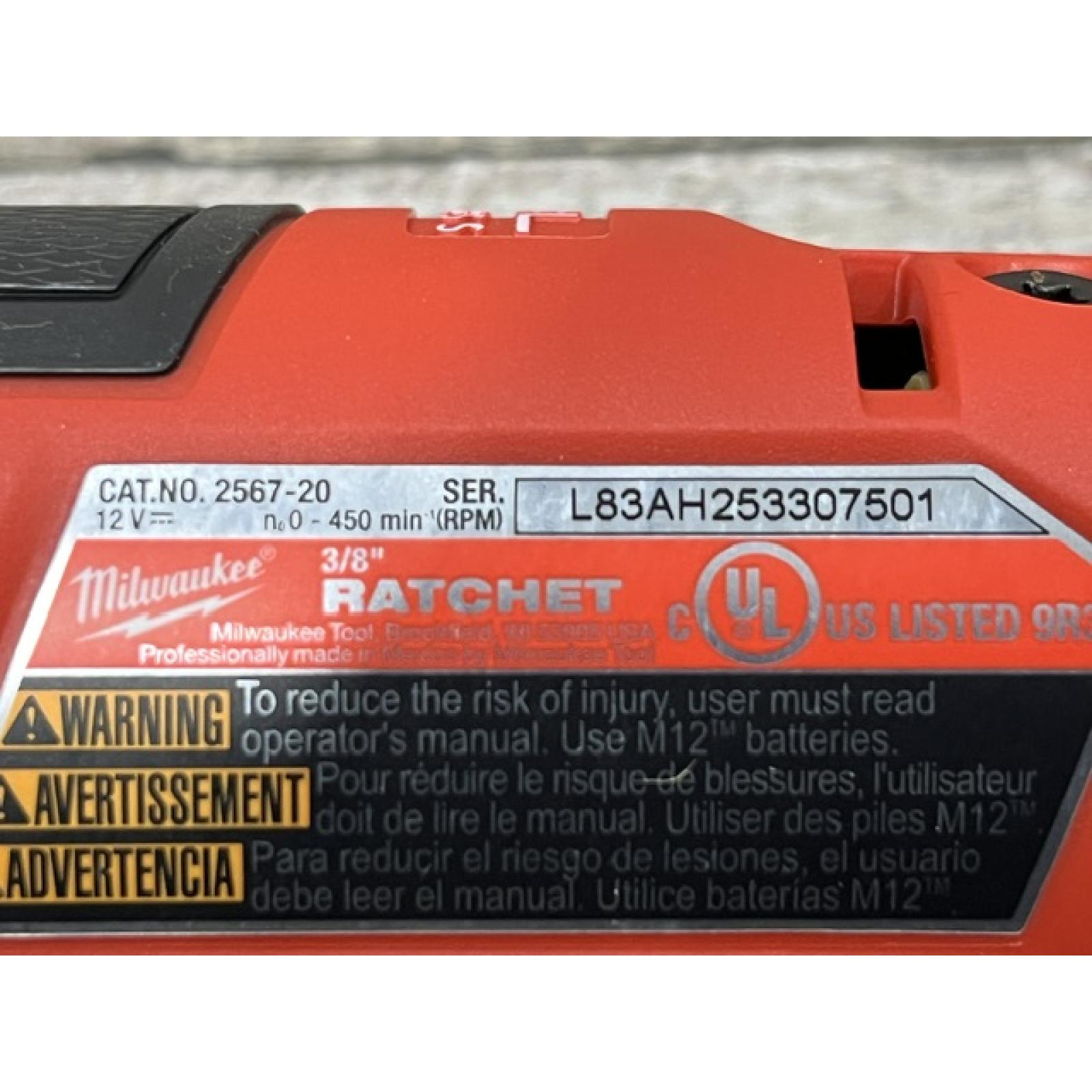AS-IS Milwaukee FUEL 12-Volt Lithium-Ion Brushless Cordless High Speed 3/8 in. Ratchet (Tool-Only)