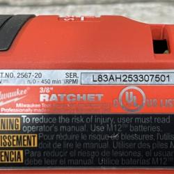 AS-IS Milwaukee FUEL 12-Volt Lithium-Ion Brushless Cordless High Speed 3/8 in. Ratchet (Tool-Only)