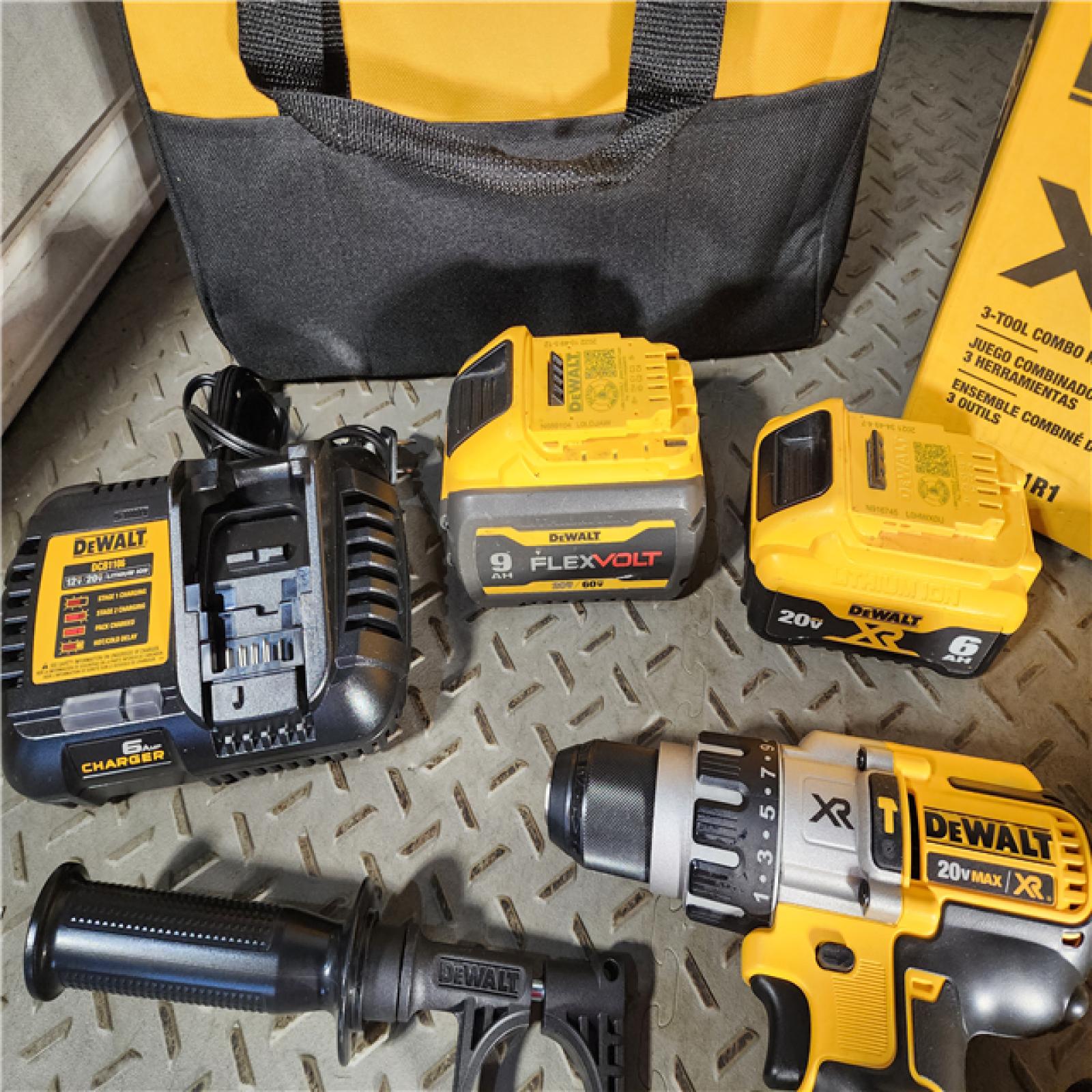 DEWALT 20V Lithium-Ion Cordless 3-Tool Combo Kit and  Brushless Recip Saw with FLEXVOLT 9 Ah and 20V 6 Ah Batteries and Charger