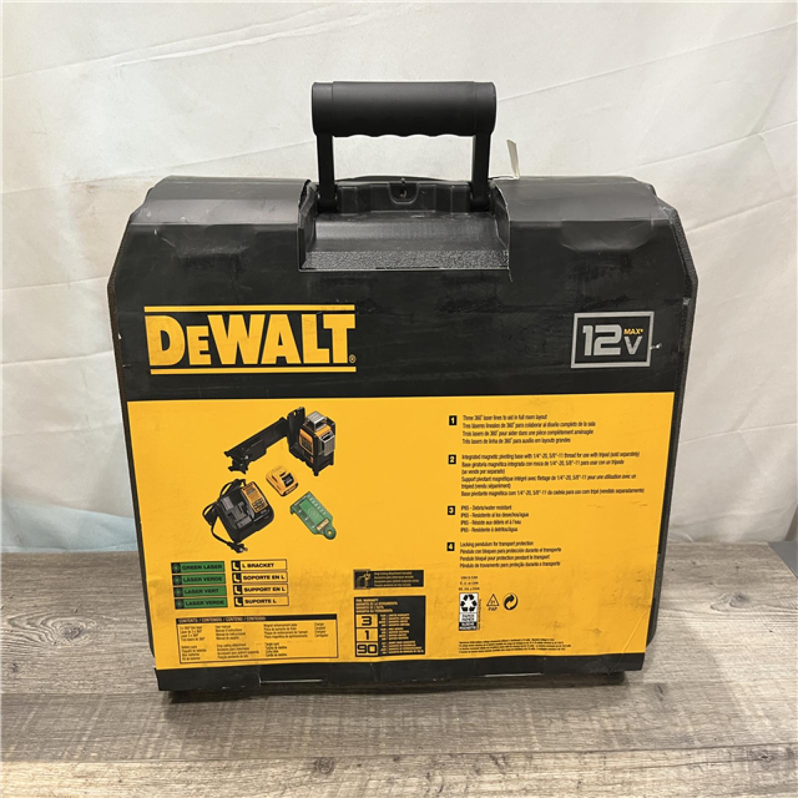 NEW - DEWALT 12V MAX Lithium-Ion 100 ft. Green Self-Leveling 3-Beam 360 Degree Laser Level Kit