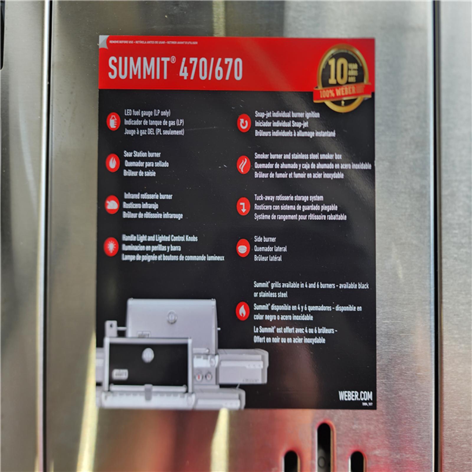 HOUSTON LOCATION - AS-IS SUMMIT S670 LP SS LP GAS BARBECUE