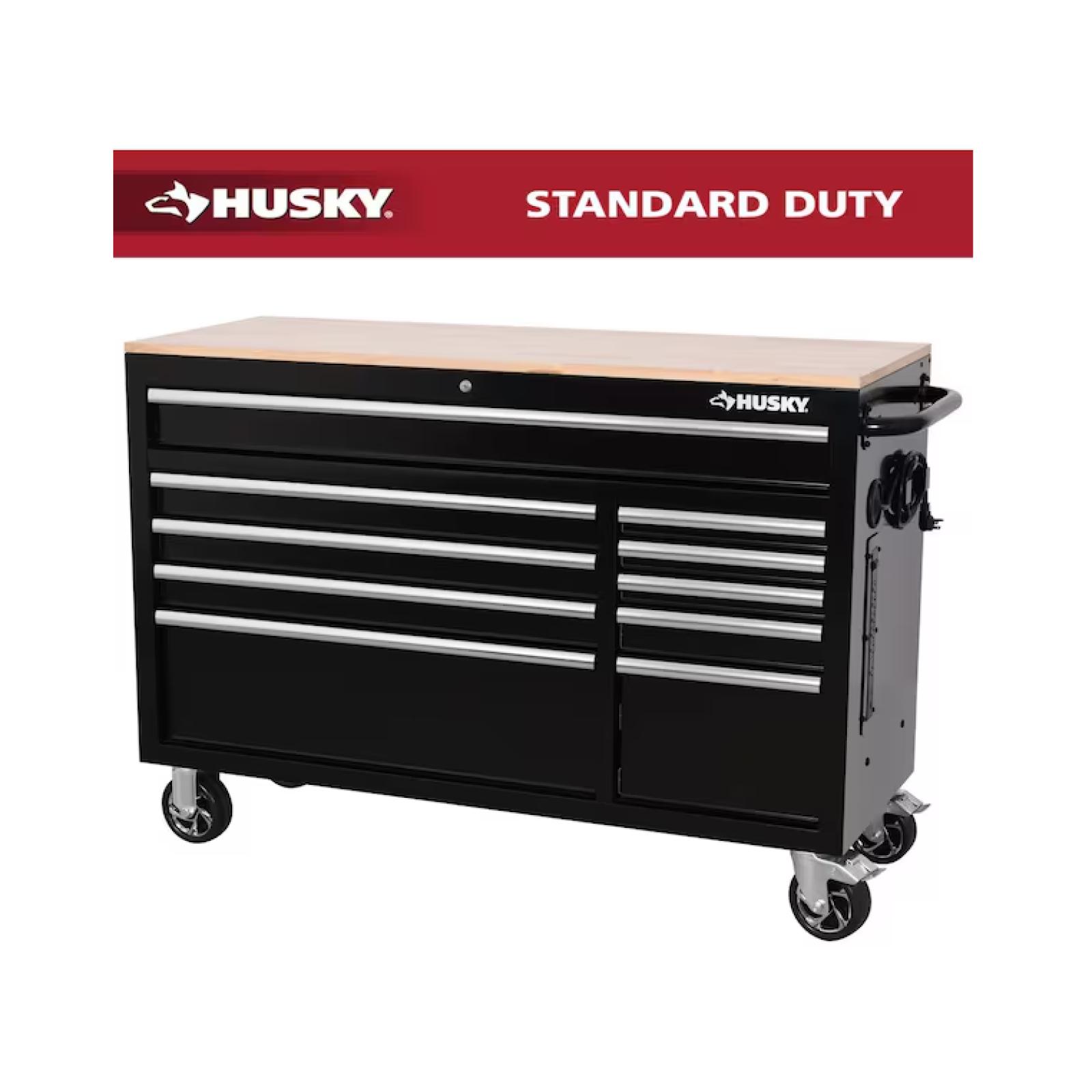DALLAS LOCATION - Husky Modular Tool Storage 52 in. W x 20 in. D Standard Duty Black Mobile Workbench Cabinet