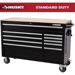 DALLAS LOCATION - Husky Modular Tool Storage 52 in. W x 20 in. D Standard Duty Black Mobile Workbench Cabinet