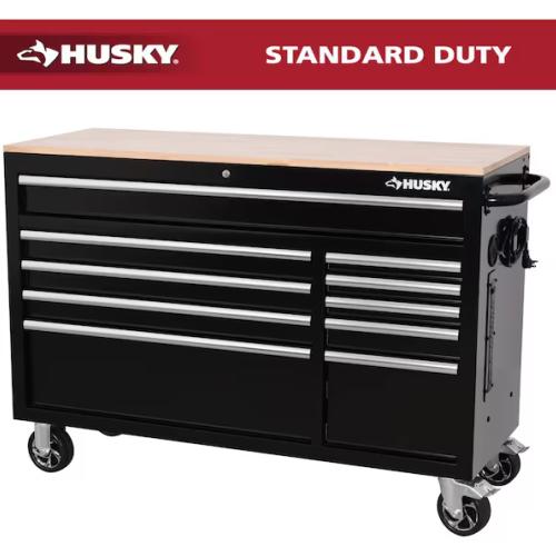 DALLAS LOCATION - Husky Modular Tool Storage 52 in. W x 20 in. D Standard Duty Black Mobile Workbench Cabinet
