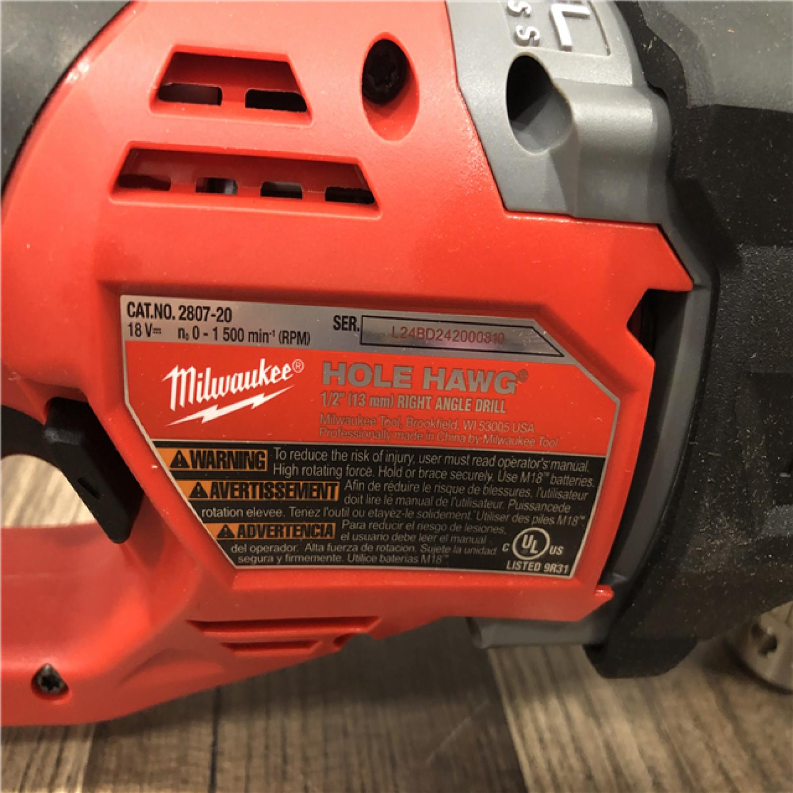 AS-IS Milwaukee FUEL GEN II 18V Lithium-Ion Brushless Cordless 1/2 in. Hole Hawg Right Angle Drill (Tool-Only)