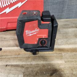 HOUSTON LOCATION - AS-IS Milwaukee-3522-21 Green Beam Laser Cross Line Plumb Point USB Rechargeable