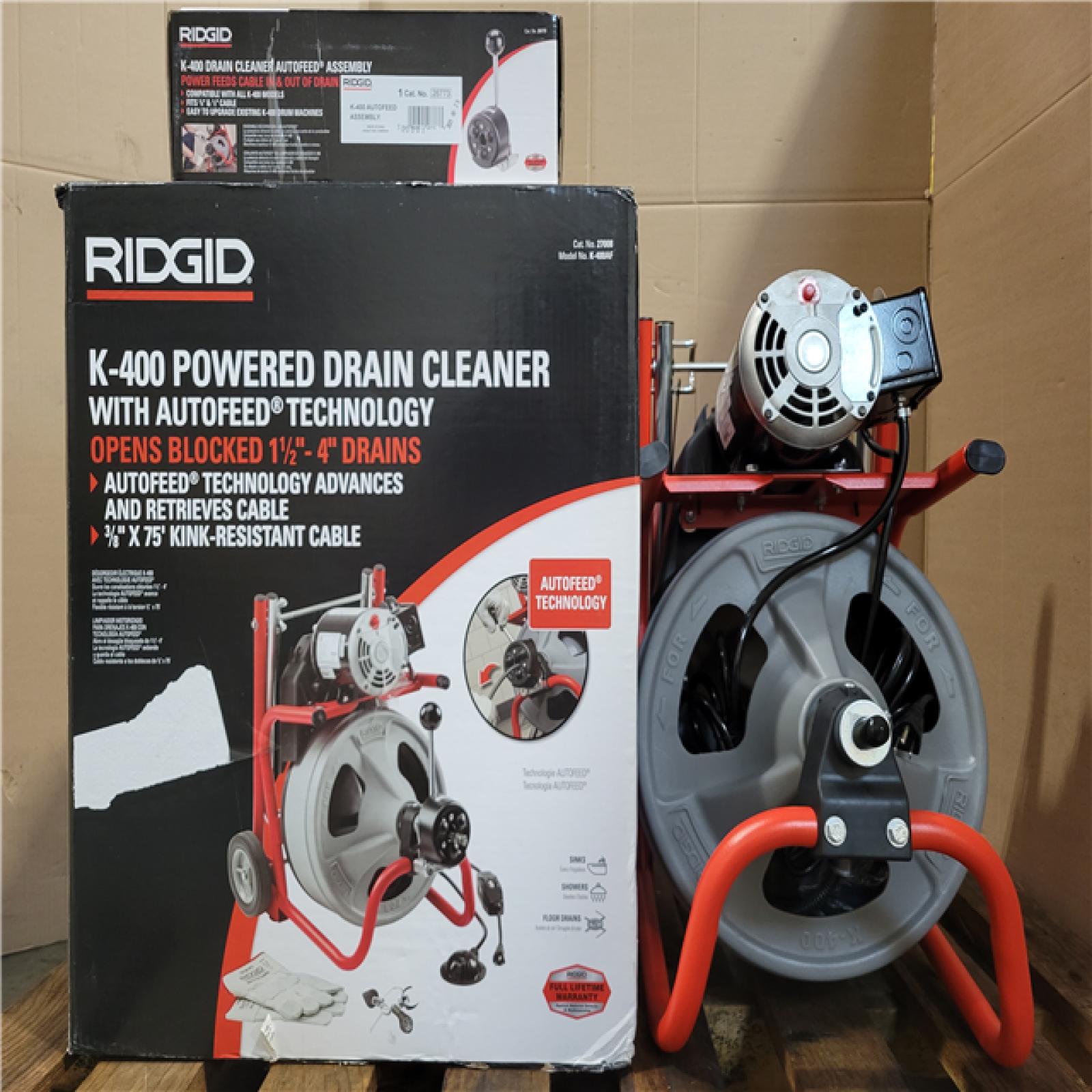 CALIFORNIA AS-IS K-400 POWERED DRAIN CLEANER WITH AUTOFEED TECHNOLOGY