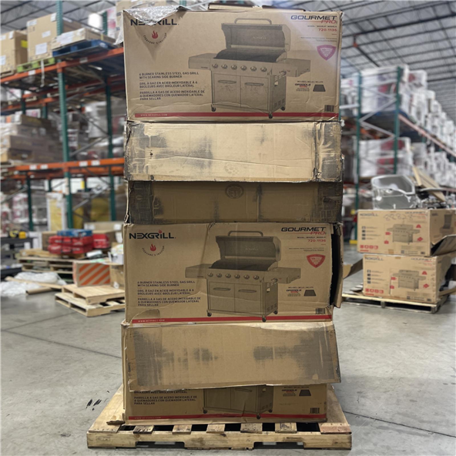 DALLAS LOCATION- Nexgrill Gourmet Pro 6-Burner Stainless Steel Propane Gas Grill PALLET (4 UNITS)