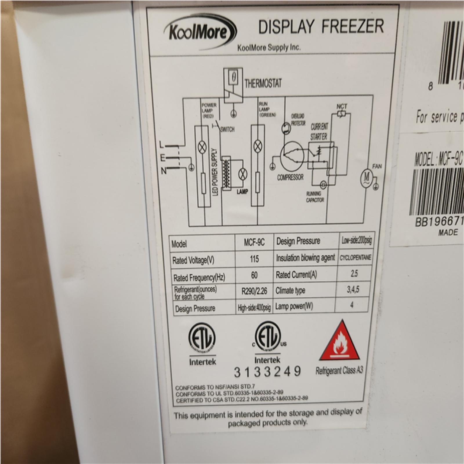 Phoenix LIKE NEW KoolMore 40 in. Display Ice Cream Freezer - 9 cu ft.
