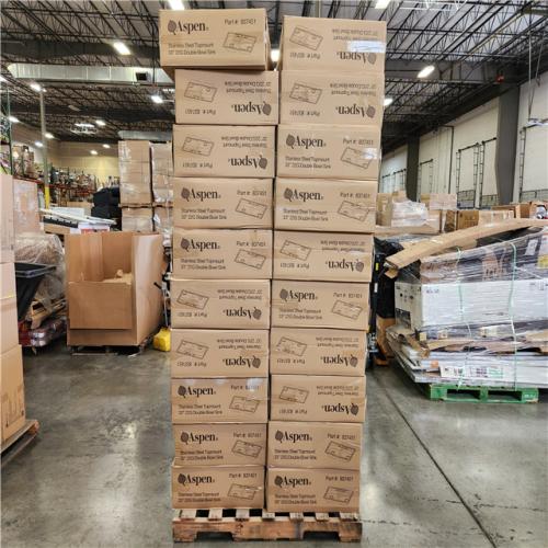 Phoenix Location NEW Aspen Stainless Steel Top mount 33 22G Double Bowl Sink Pallet (20 Sinks) (SEALED)