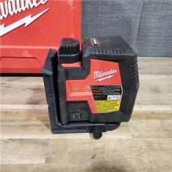 HOUSTON LOCATION - AS-IS MILWAUKEE 100 Ft. REDLITHIUM Lithium-Ion USB Green Rechargeable Cross Line Laser Level with Charger