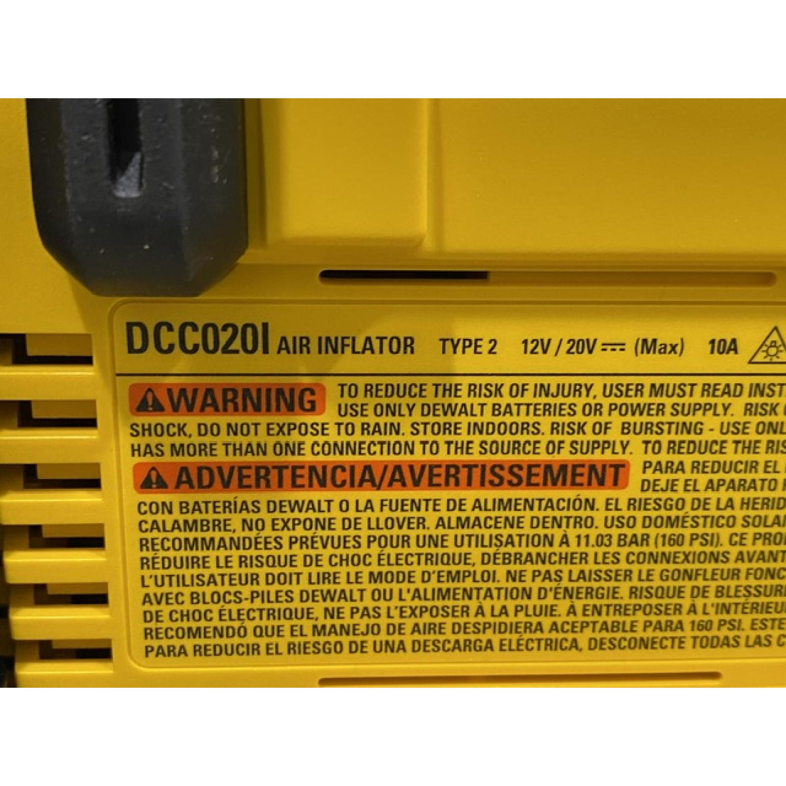 AS-IS DEWALT 20V MAX Cordless Electric Portable Inflator (Tool Only)