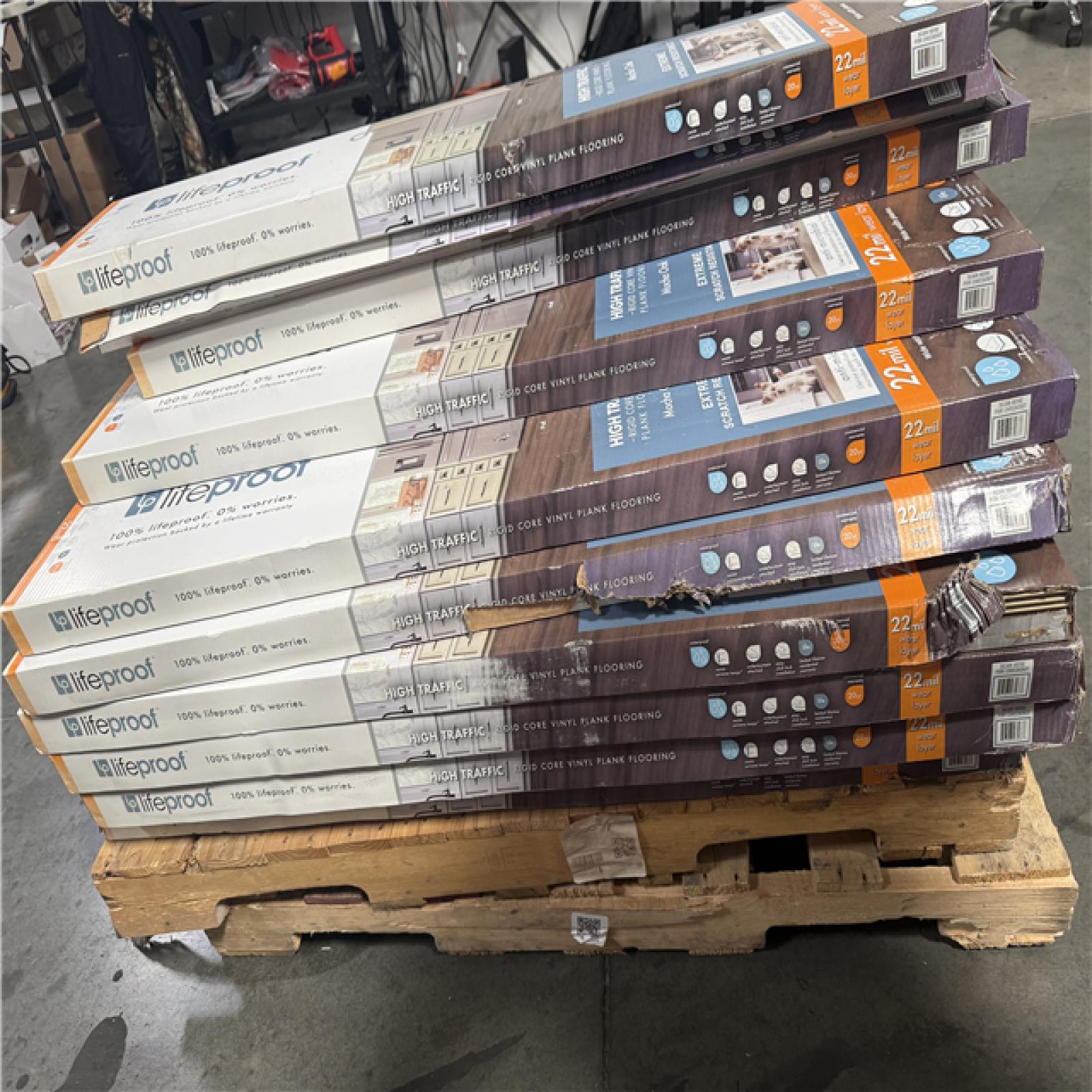 CALIFORNIA AS-IS LIFEPROOF RIGID CORE VINYL PLANK FLOORING HOME IMPROVEMENT PALLET