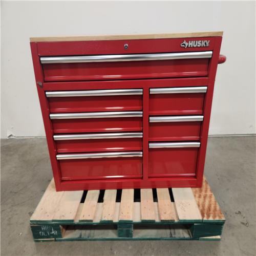 Phoenix Location Husky 42 in. W x 18.1 in. D 8-Drawer Red Mobile Workbench Cabinet with Solid Wood Top
